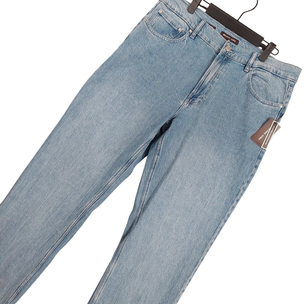 Michael Kors Finn Straight Fit Jeans Mens 34x34 Light Blue Denim Stretch New
